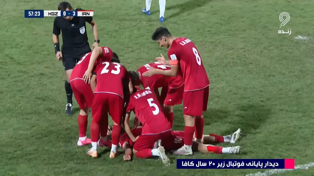گل سوم جوانان ایران به قرقیزستان (هت تریک قندی پور)