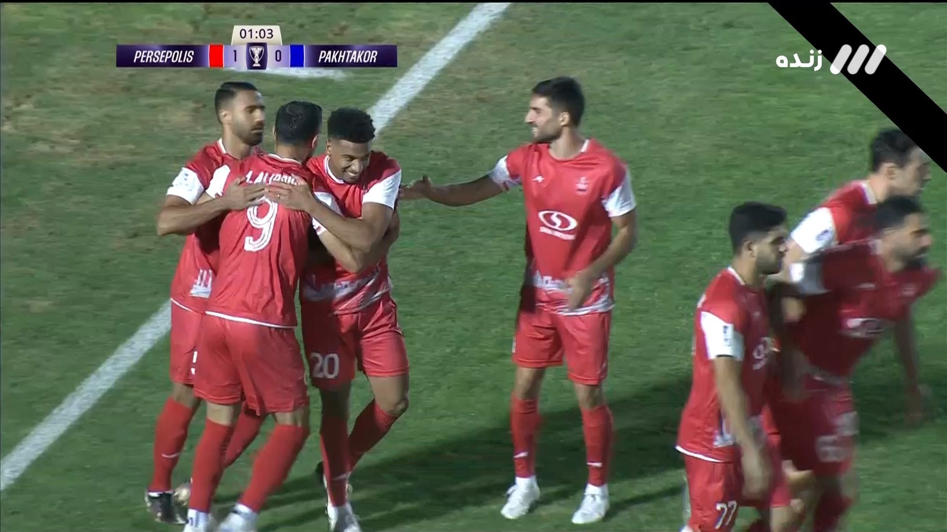 گل اول پرسپولیس به پاختاکور (علیپور روی پاس زیبای امیری)