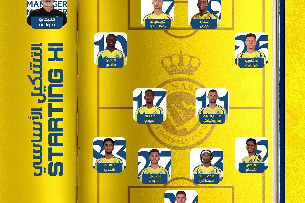 ترکیب النصر مقابل الاهلی با حضور رونالدو و دوران