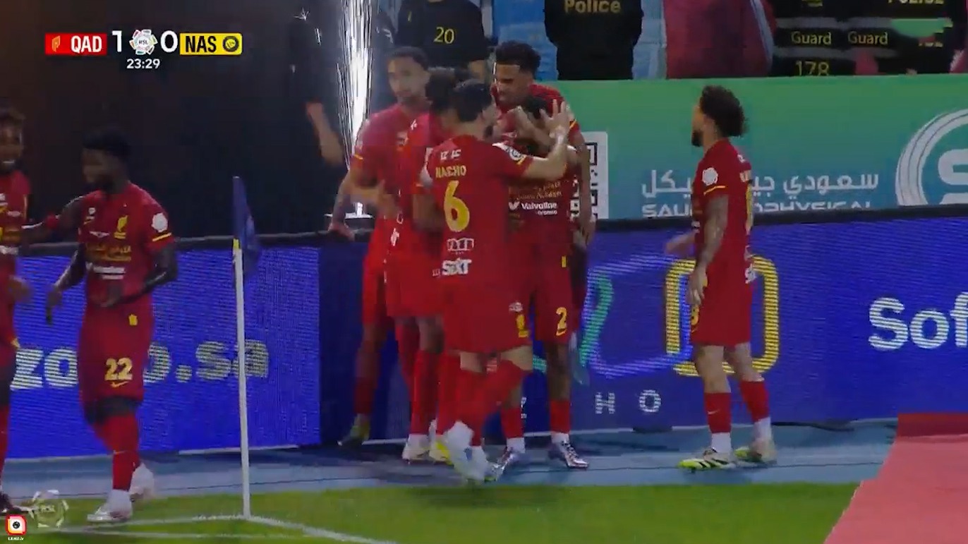 گل اول القادسیه عربستان به النصر (ابو الشمات)