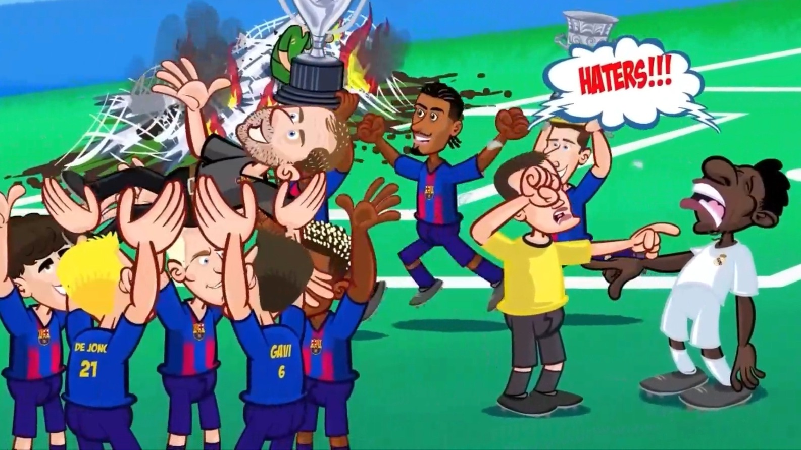 انیمیشن طنز بازی بارسلونا 2-0 رئال مادرید