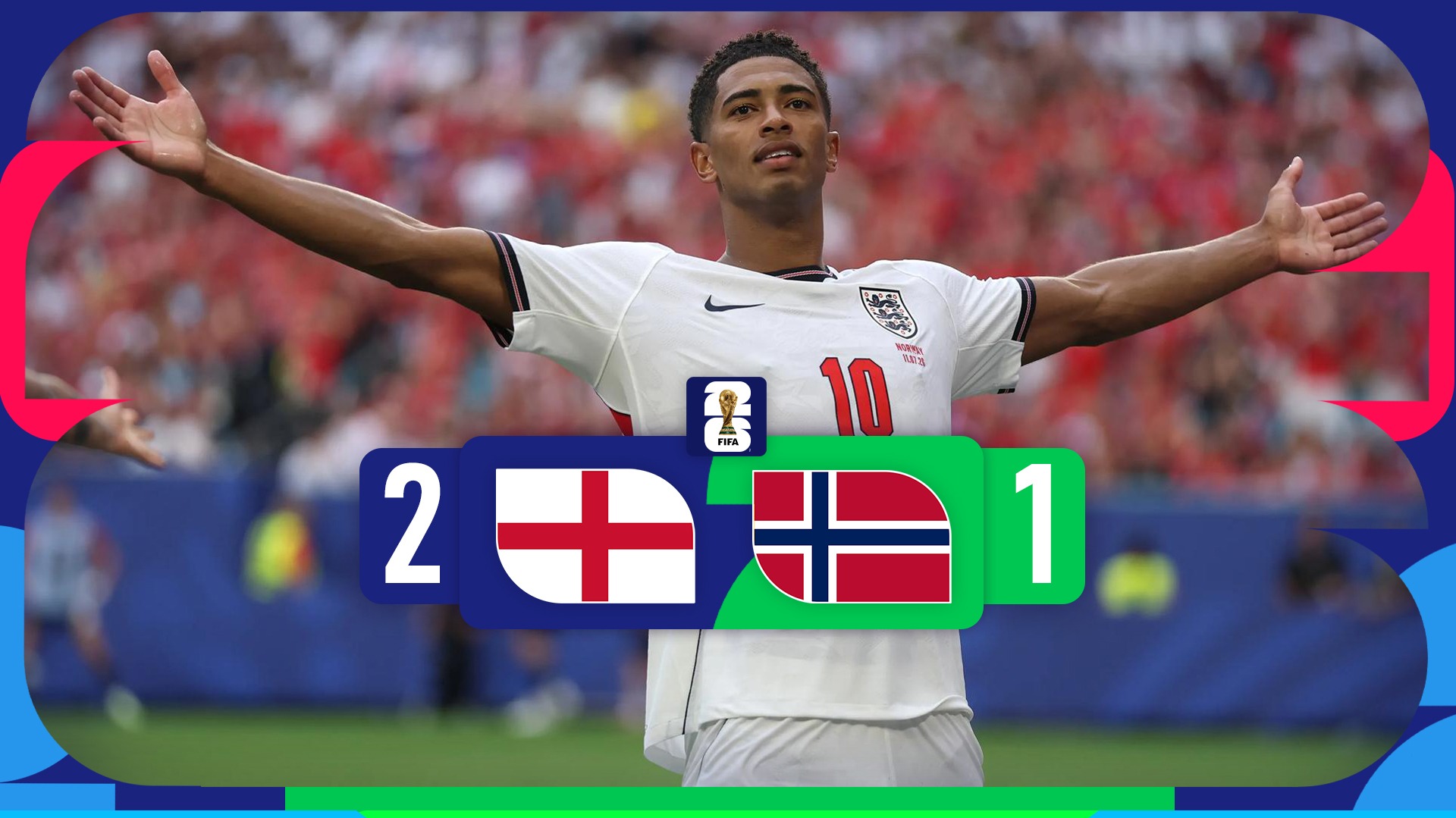 خلاصه بازی نروژ 1-2 انگلیس (دبل بلینگام)